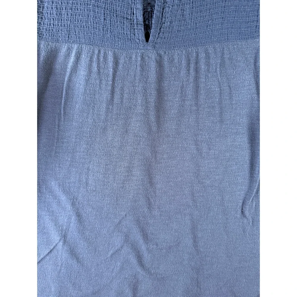 LOFT Navy‎ Blue Pintuck Eyelet Puff Sleeve Knit Top Medium